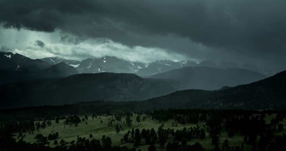 top view of mountains with black clouds preview