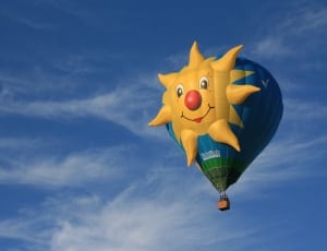 yellow blue and green sun print hot air balloon thumbnail