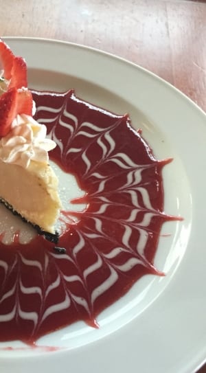 strawberry cake on a white ceramic round plate thumbnail