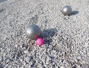2 gray and  1 pink plastic ball thumbnail