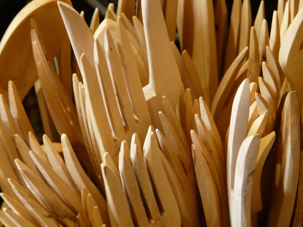 close up photography of wooden fork lot preview