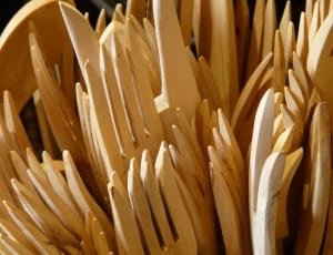 close up photography of wooden fork lot thumbnail