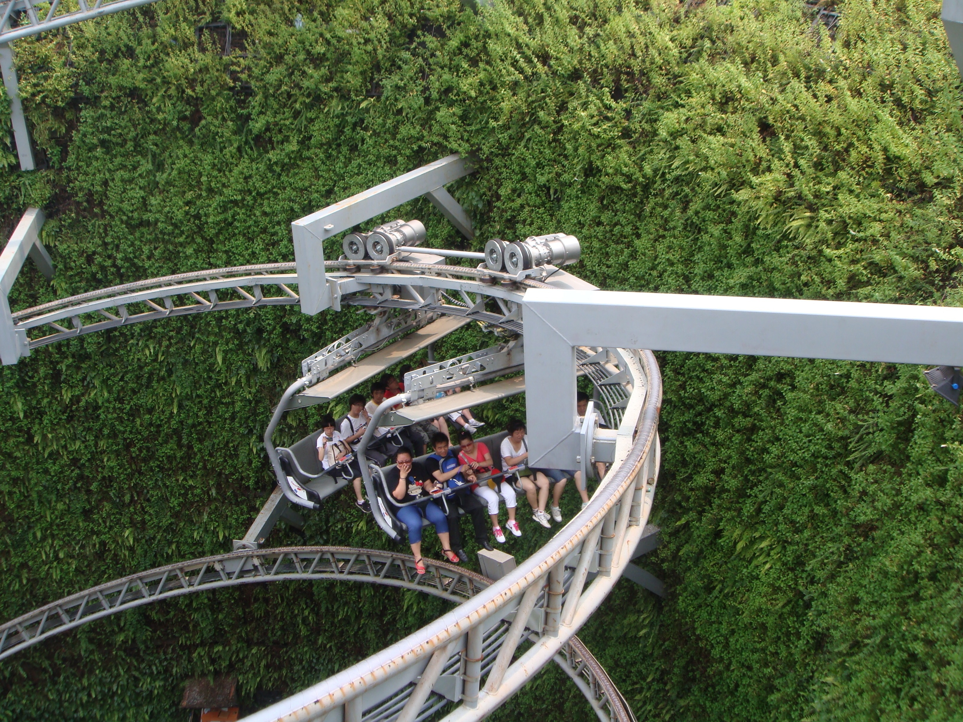 white hanging roller coaster