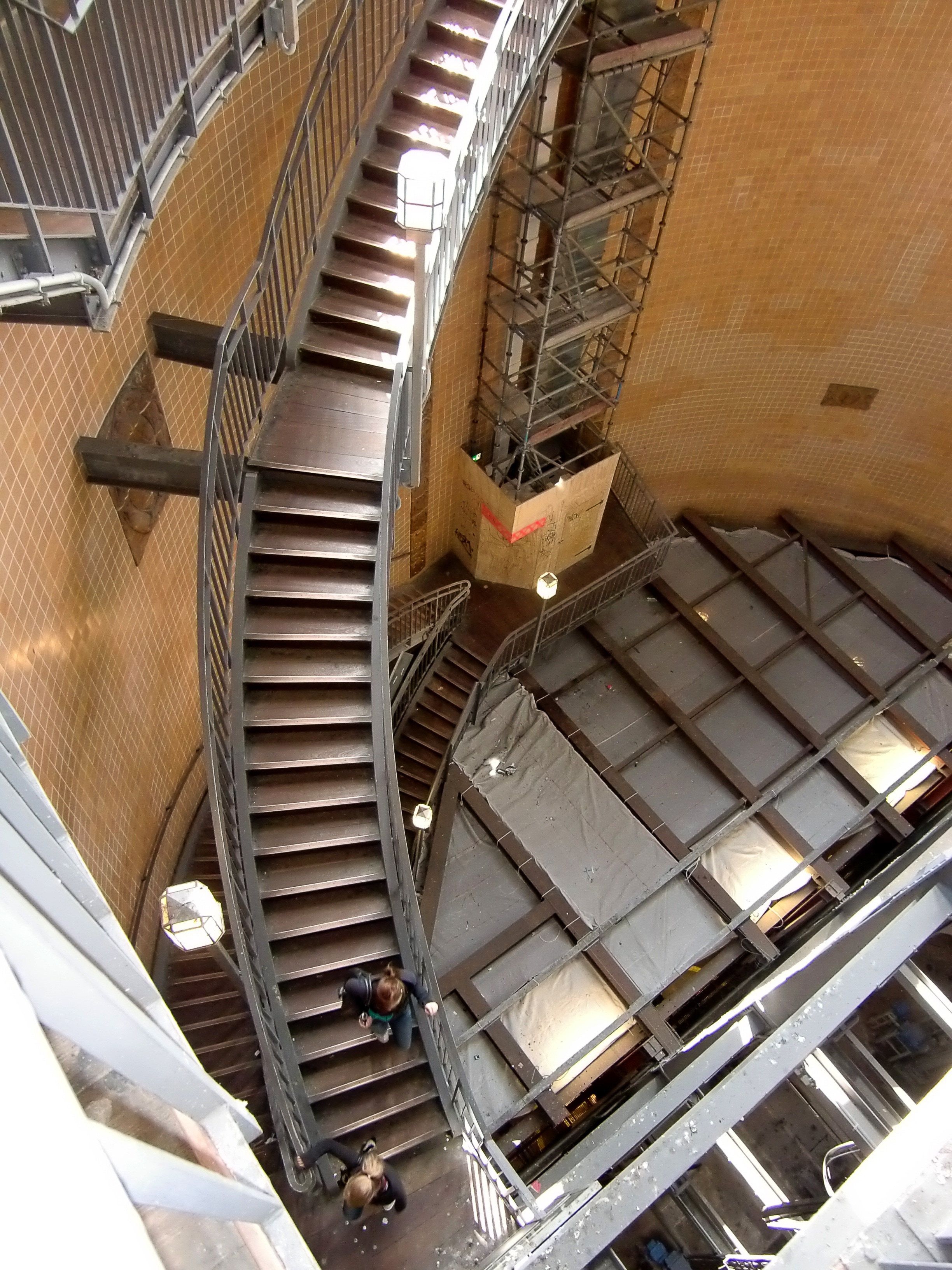 brown metal stairs