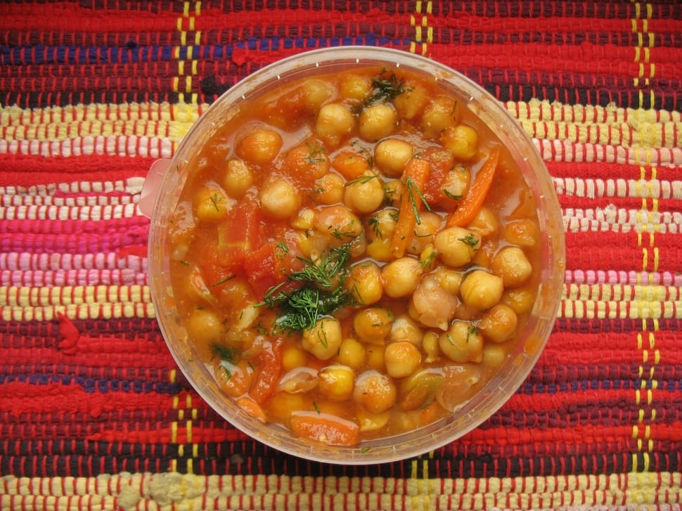 brown beans with soupe on clear glass bowl preview