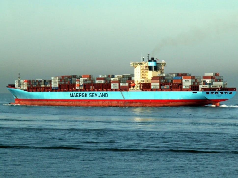 Blue And Red Maersk Sealand Cargo Ship Free Image | Peakpx