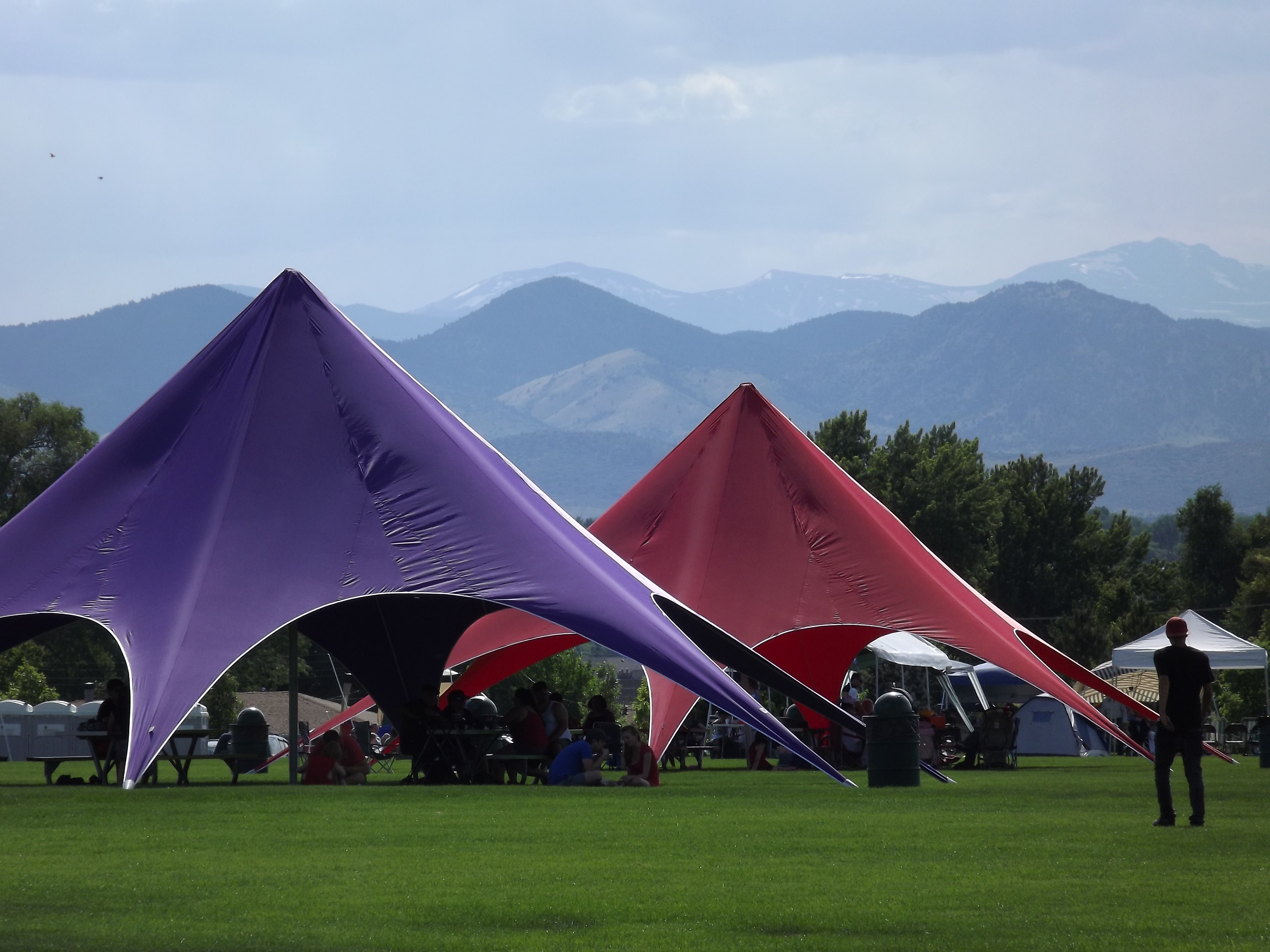 purple and red gazeebo tents