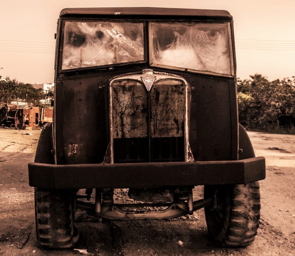 sepia photography of classic truck preview
