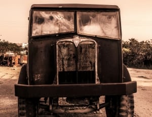 sepia photography of classic truck thumbnail