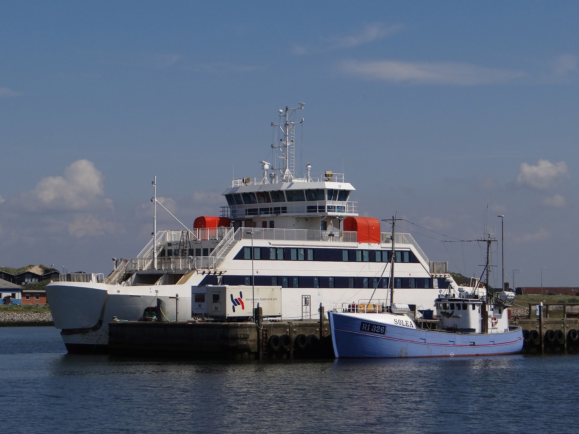 white ferry ship