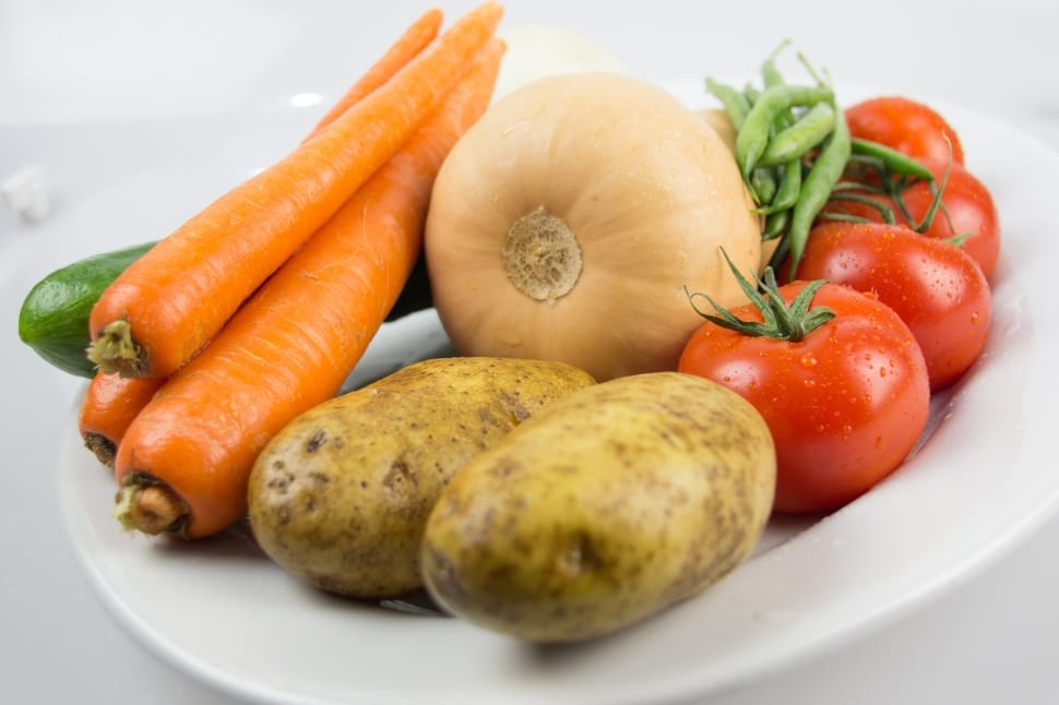 carrots, tomato, potato and onions preview