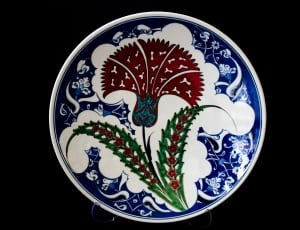 white red and blue printed decorative plate thumbnail