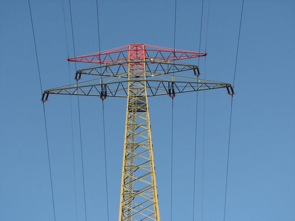 red green and yellow electricity tower preview