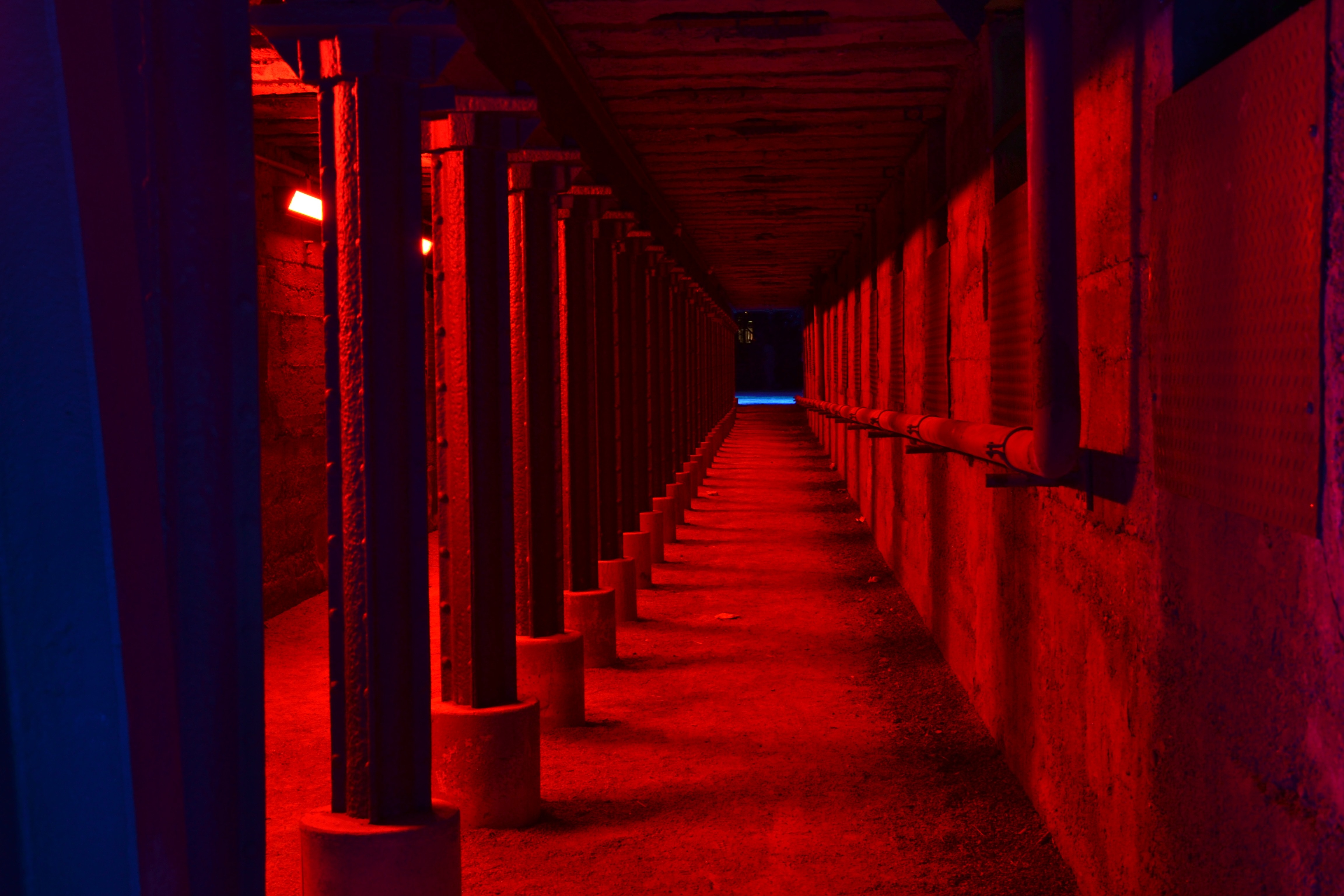 hallway with red light