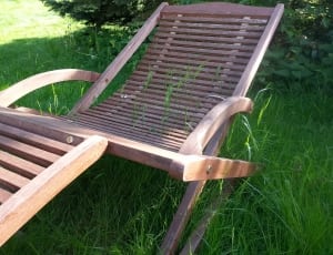 brown wooden outdoor chaise lounge thumbnail