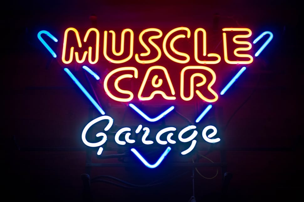 muscle car garage neon signage preview