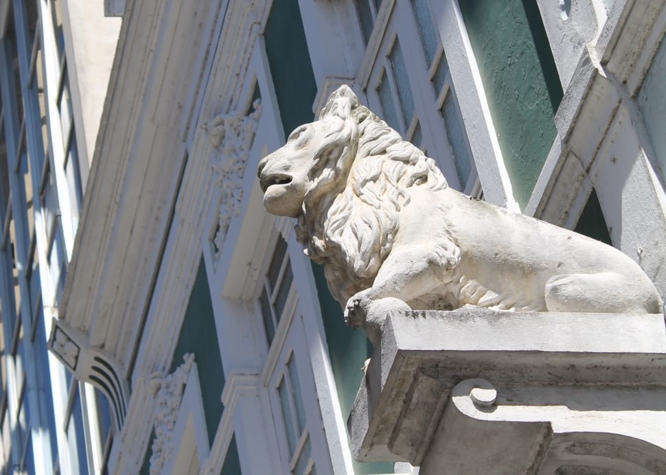 white concrete lion statuette preview