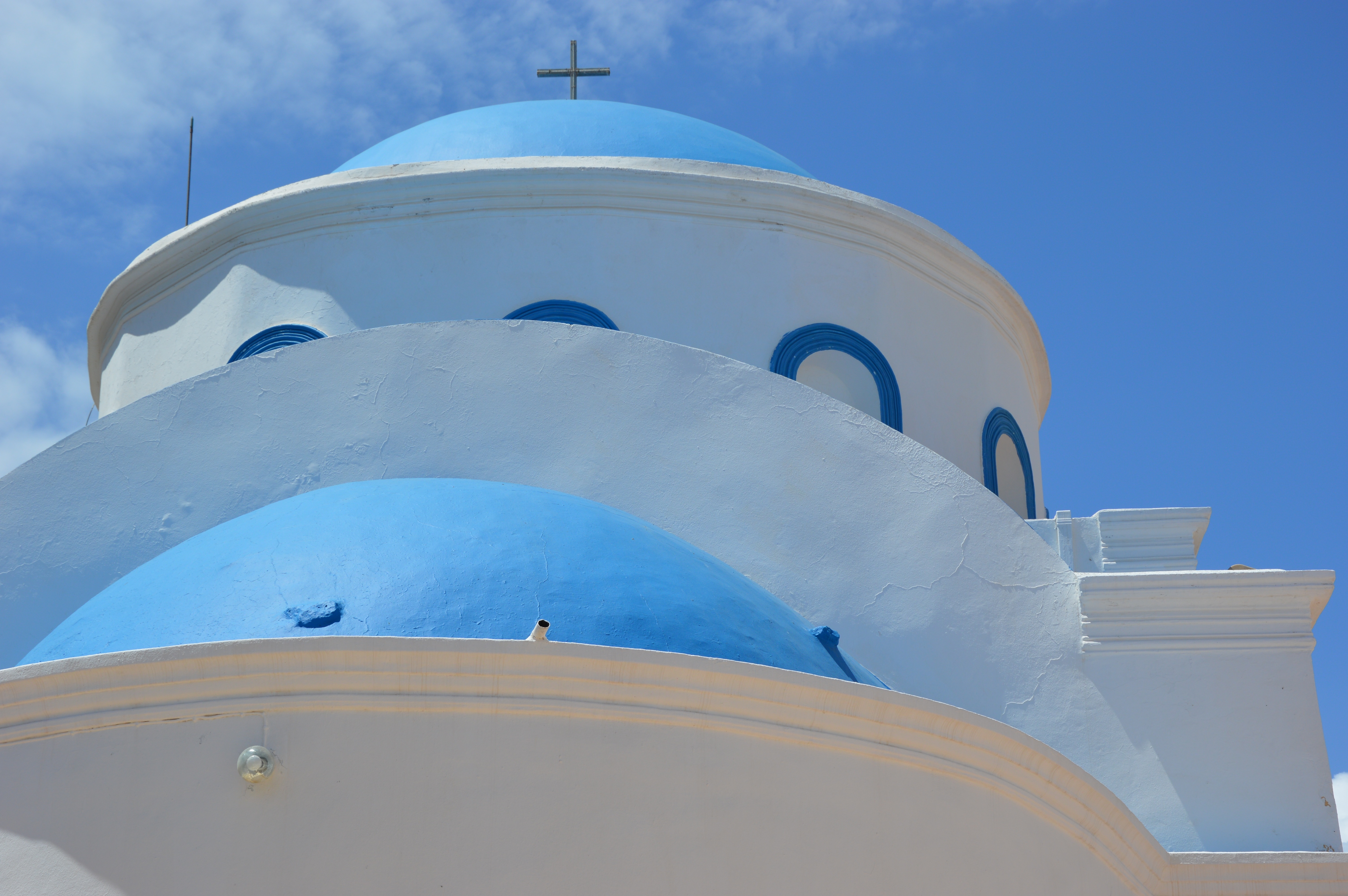 blue dome church santorini greece
