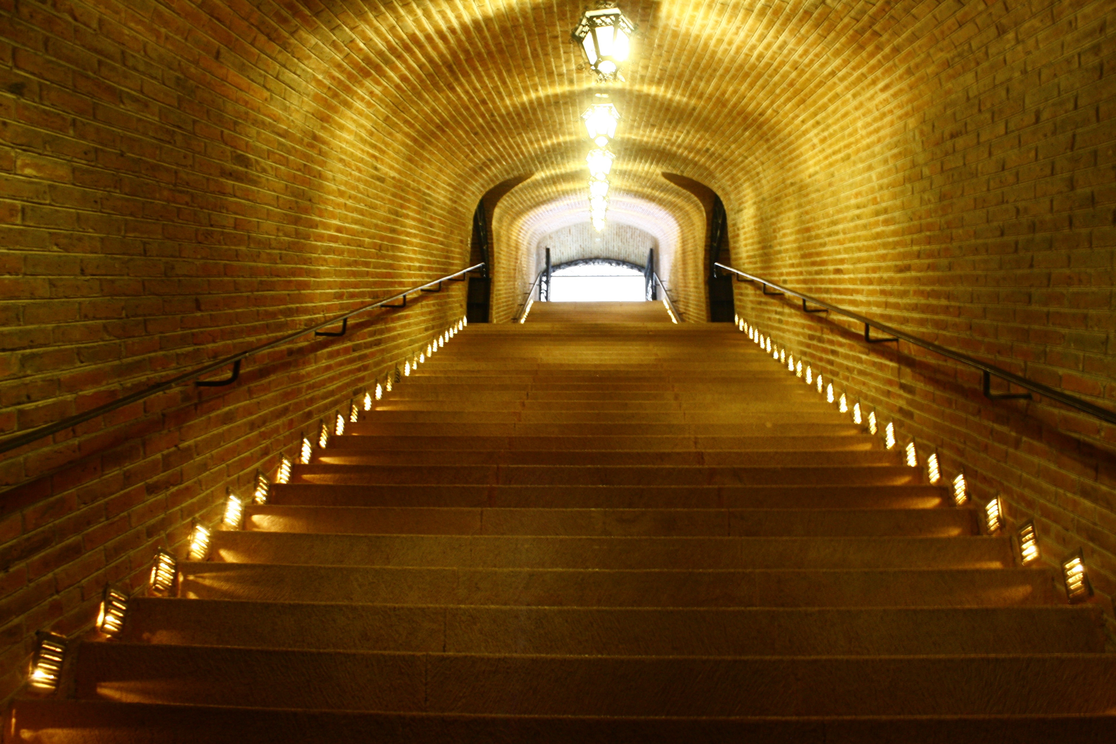 yellow lighten tunnel stairs
