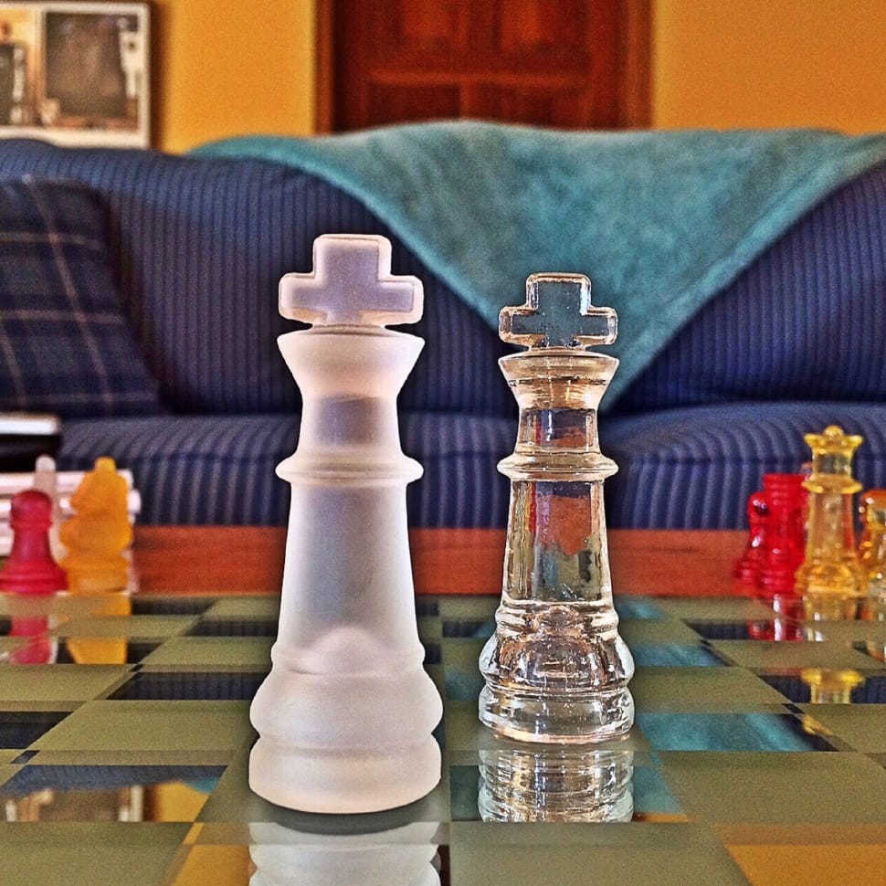 2 glass king chess pieces preview