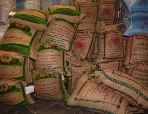green red and white labeled sacks lot thumbnail