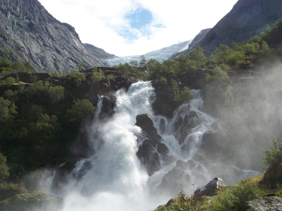 Glacier, Waterfall, Norway, mountain, scenics preview