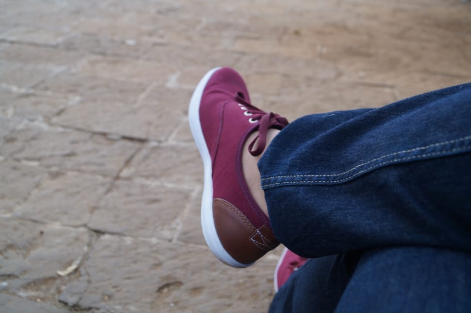 unpaired women's maroon and brown low top sneaker preview