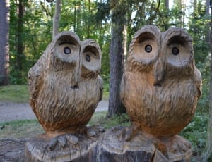 two owl wood carvings thumbnail