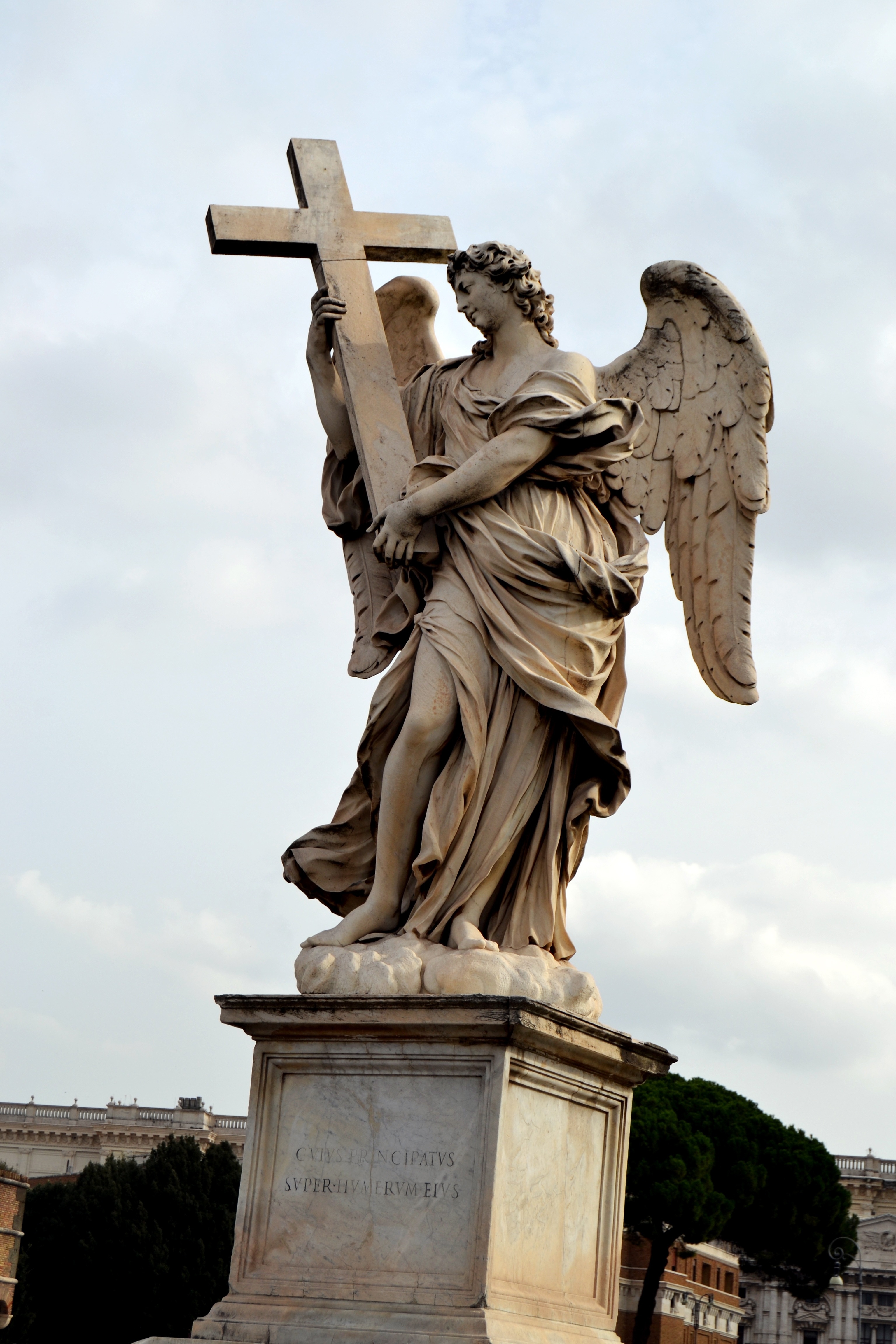 1080x1776 wallpaper | angel holding cross concrete statue | Peakpx