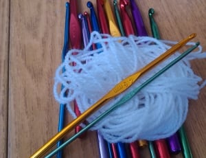 white yarn and crochet lot thumbnail
