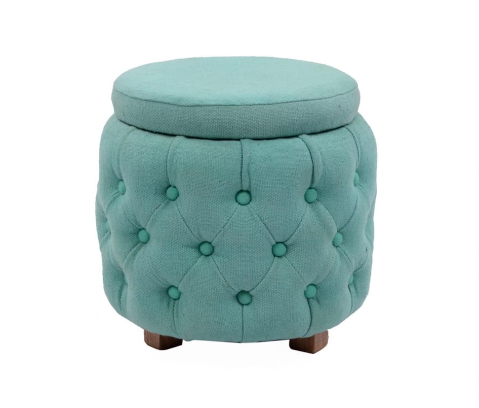 teal fabric round ottoman preview