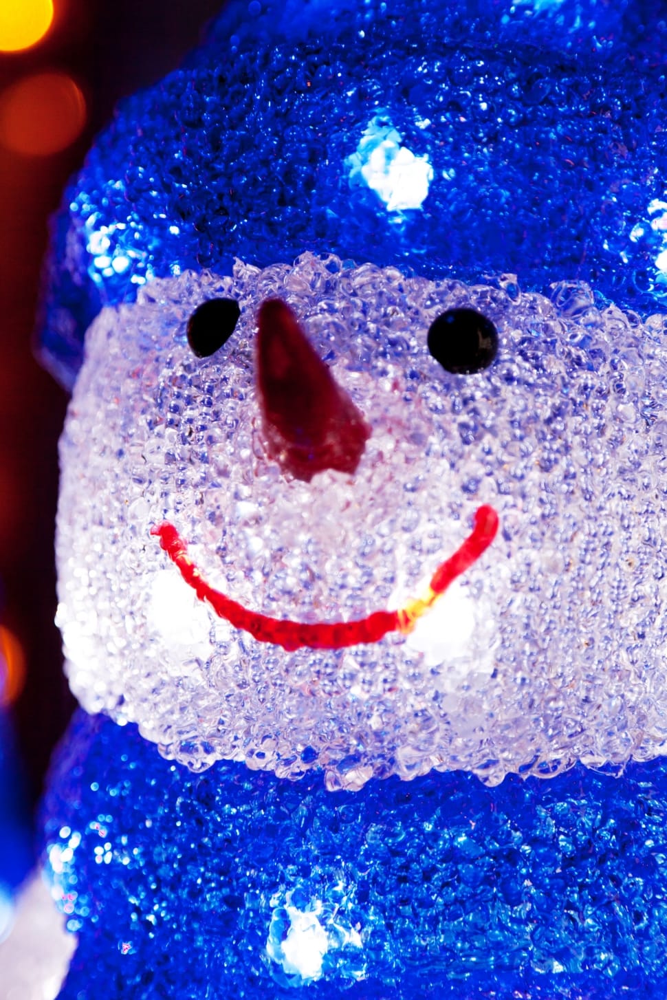 blue and clear glass snowman lamp preview