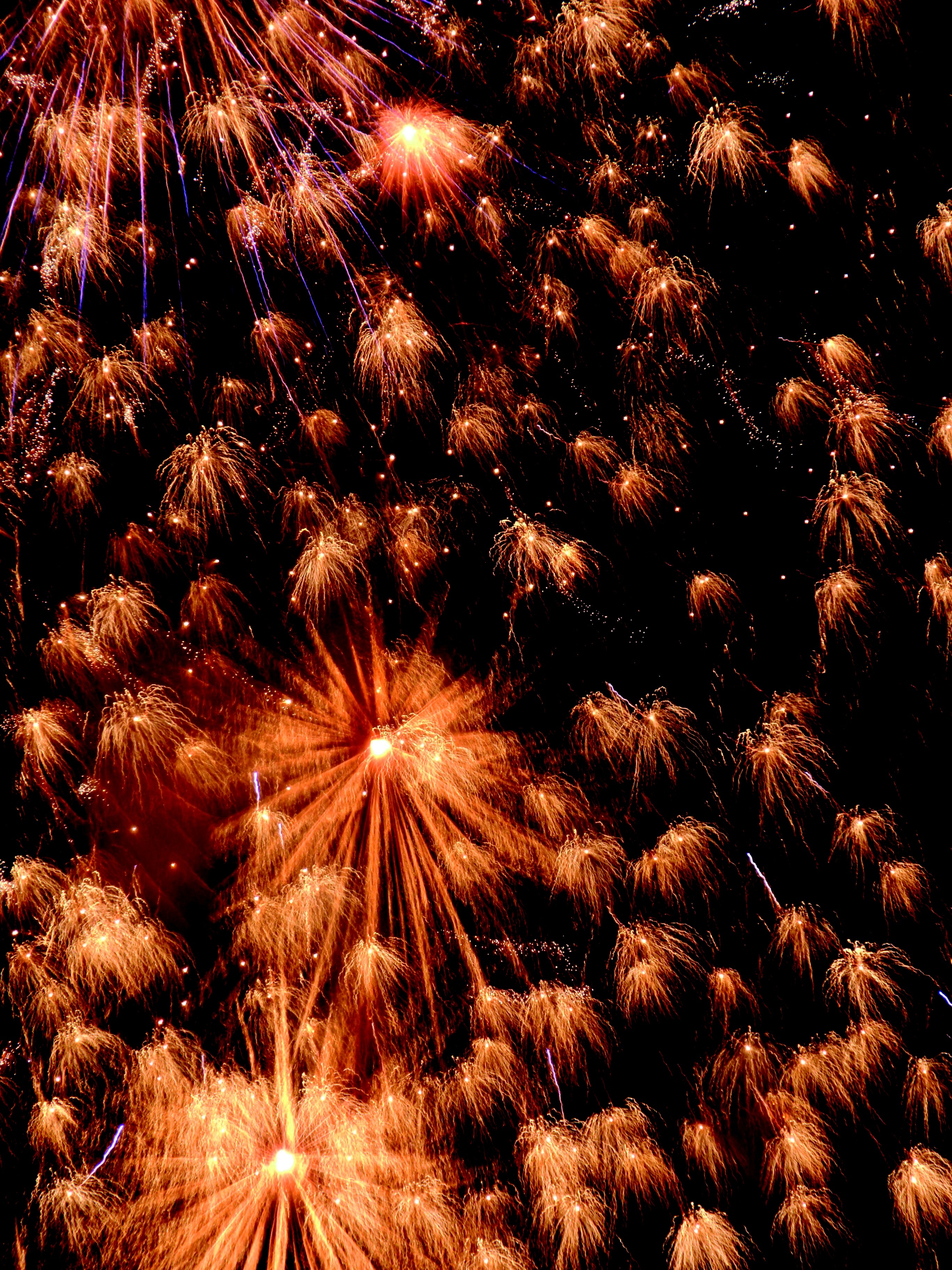 orange fireworks time lapse
