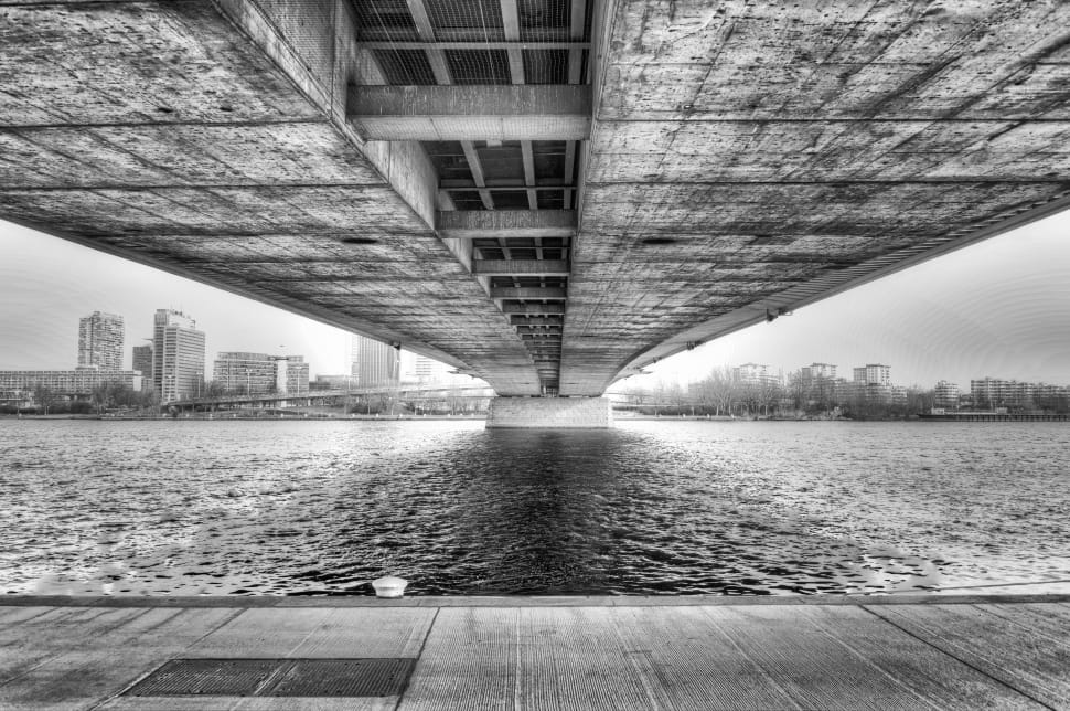 grayscale arhitectural view of concrete bridge preview