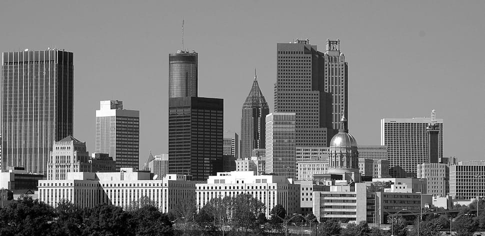 grayscale photograph of cityscape preview