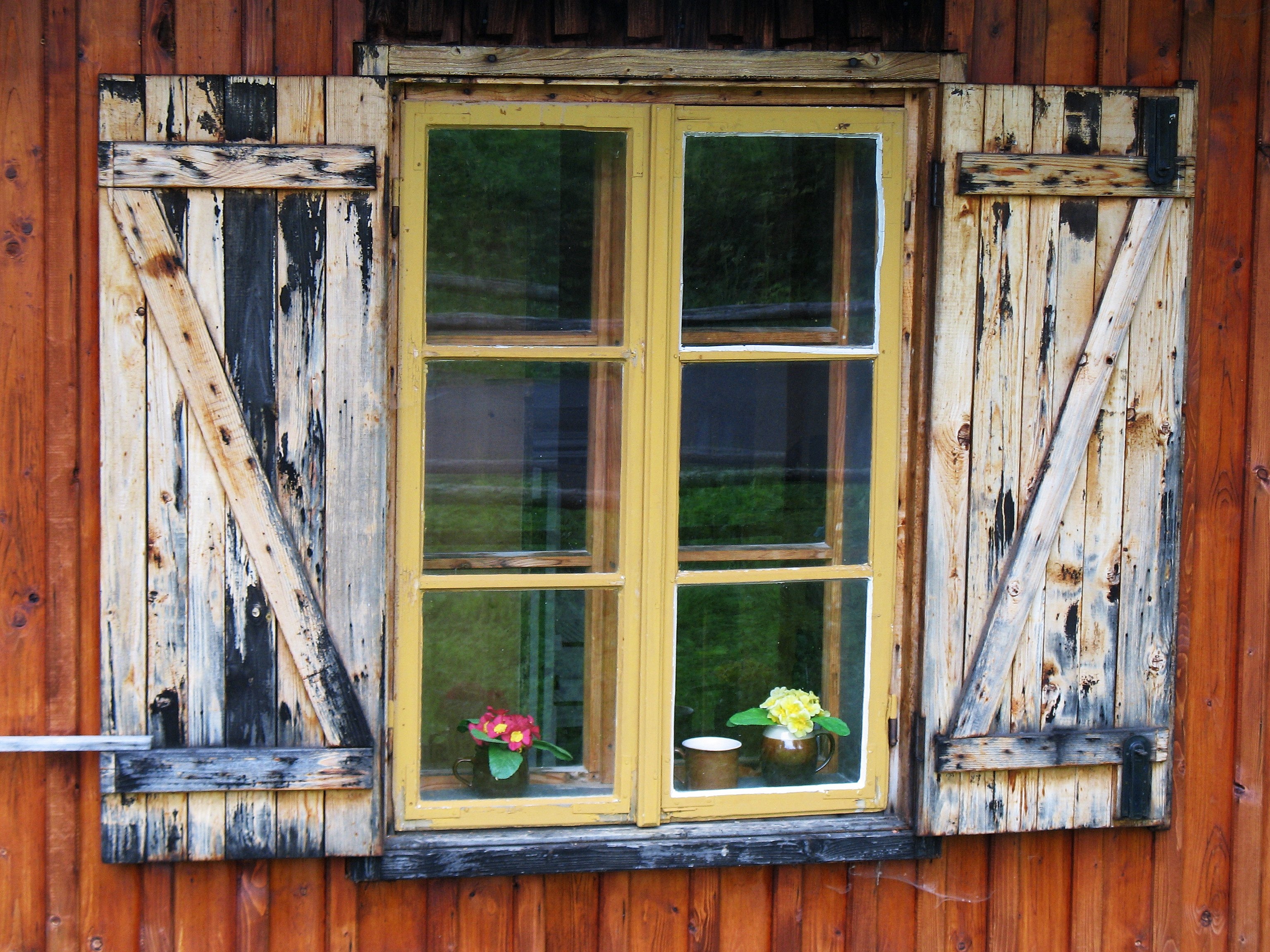 brown wooden window