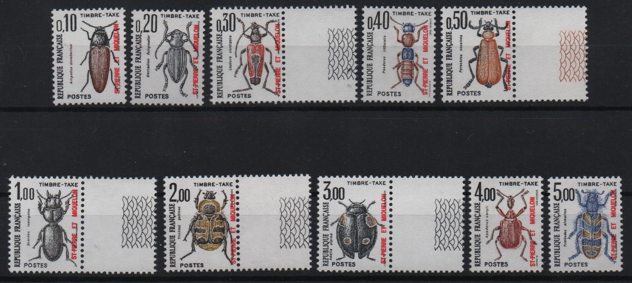 8 insect postage stamps