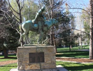 Person riding Horse concrete statuette thumbnail