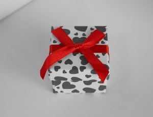 white and black polka heart gift box thumbnail
