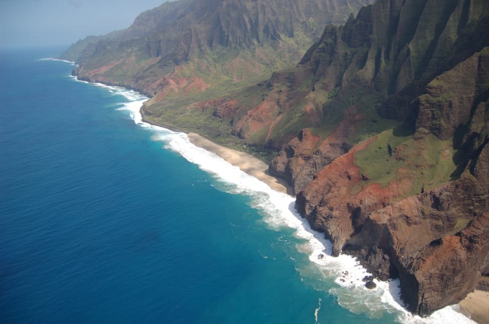 arial view mountains and ocean photography preview