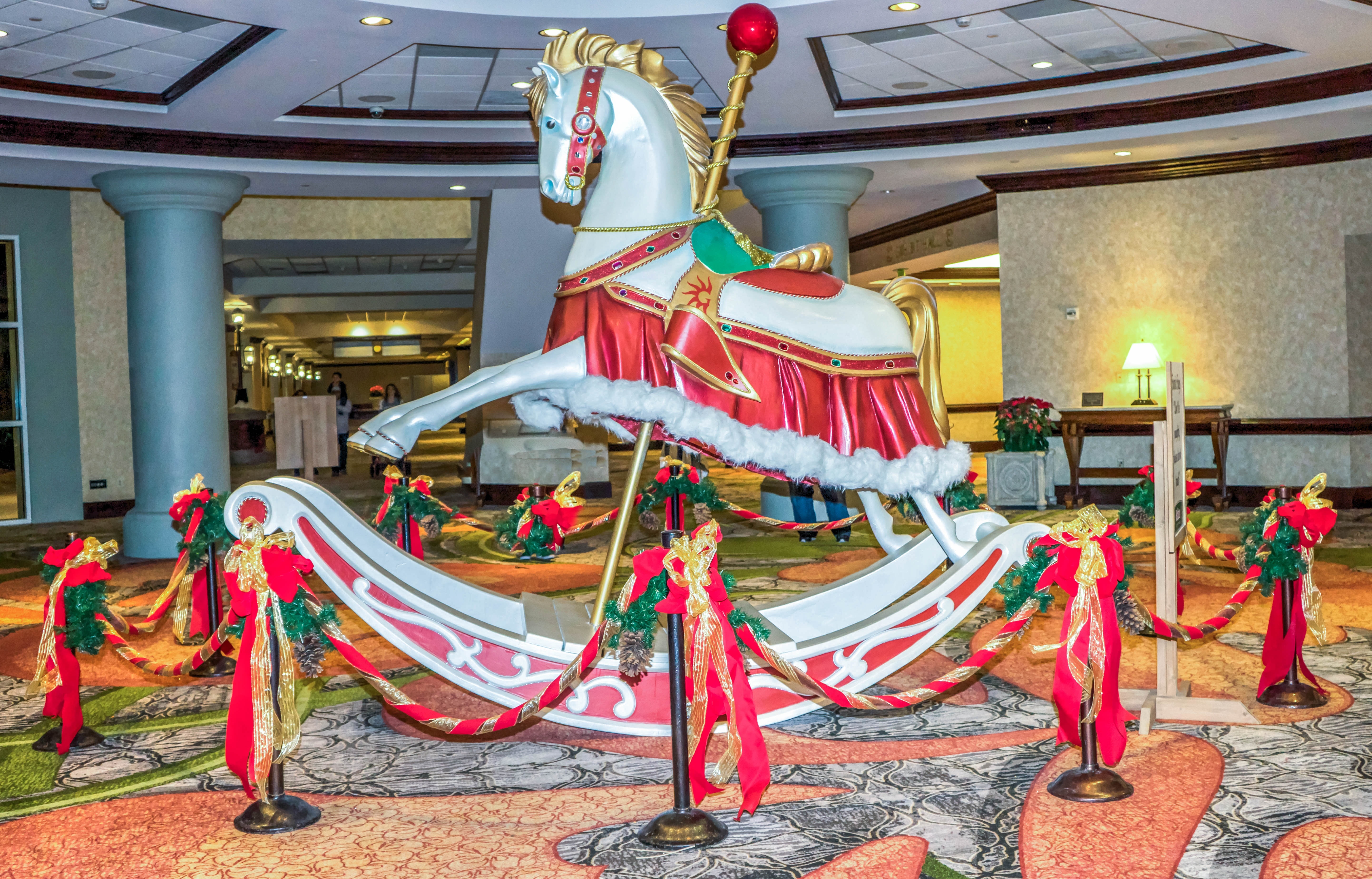 white and red carousel