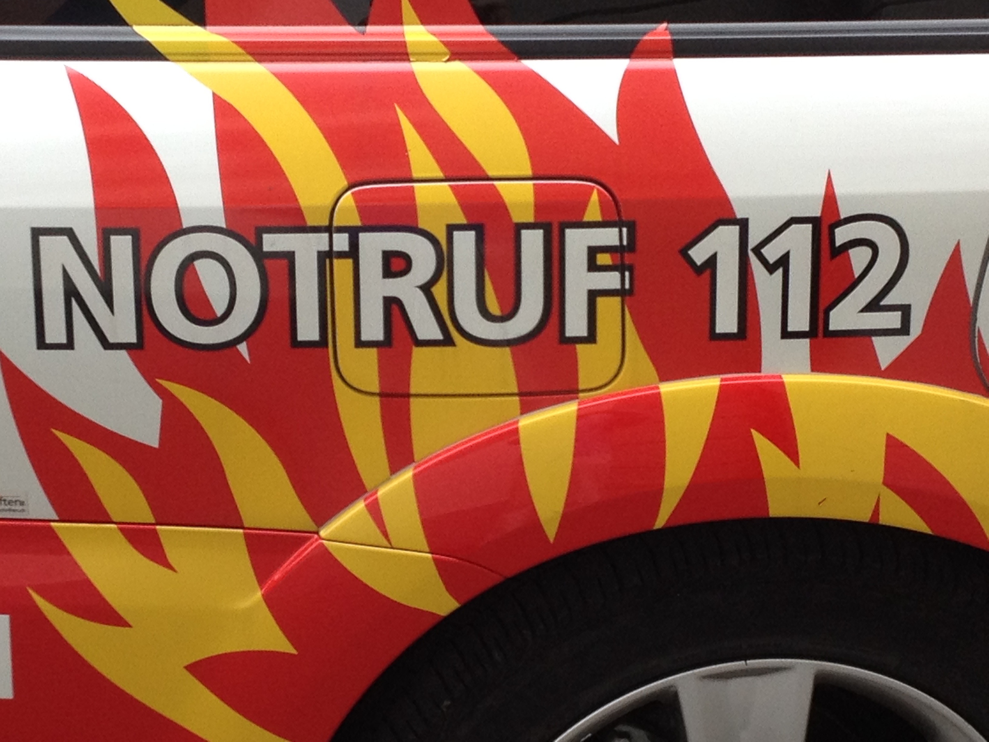 yellow red and white notruf 112 decals