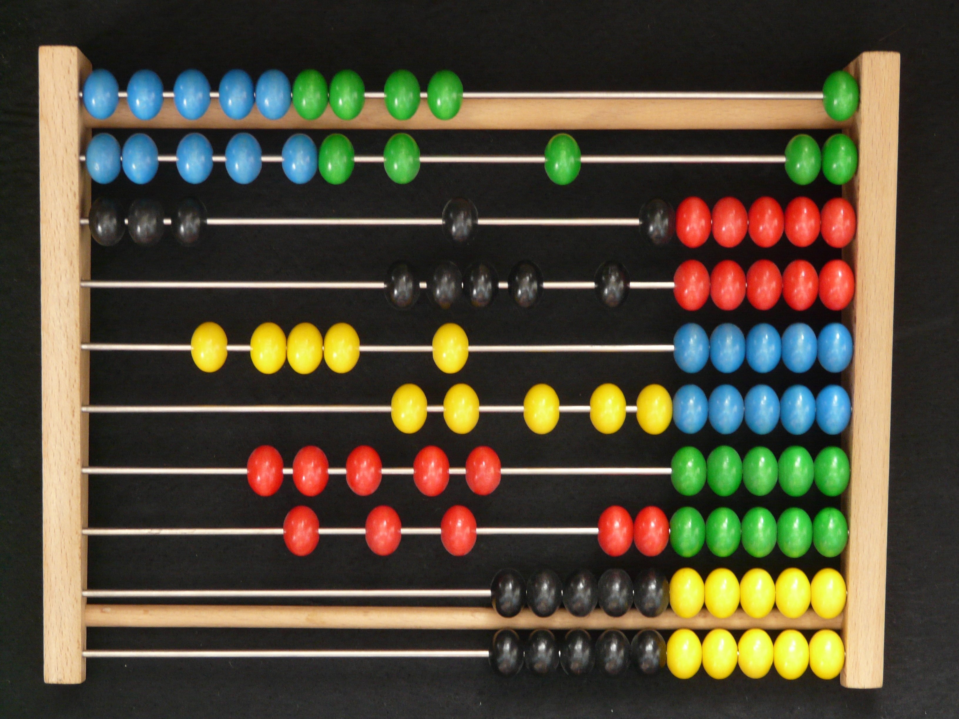 brown green red and yellow abacus