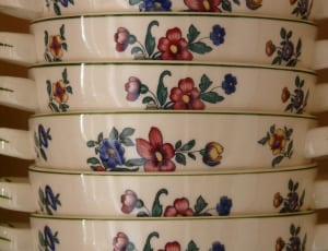 white green and yellow floral bowl lot thumbnail
