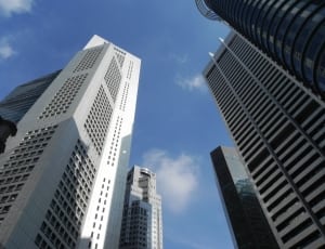 low angle of high rise buildings thumbnail