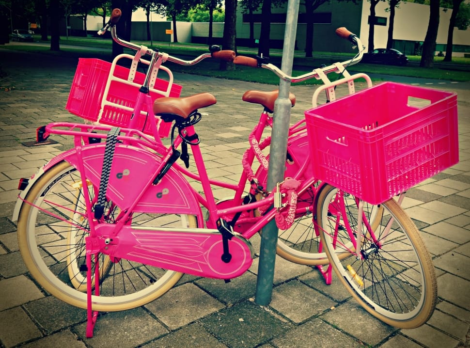 pink and white cruiser bike preview