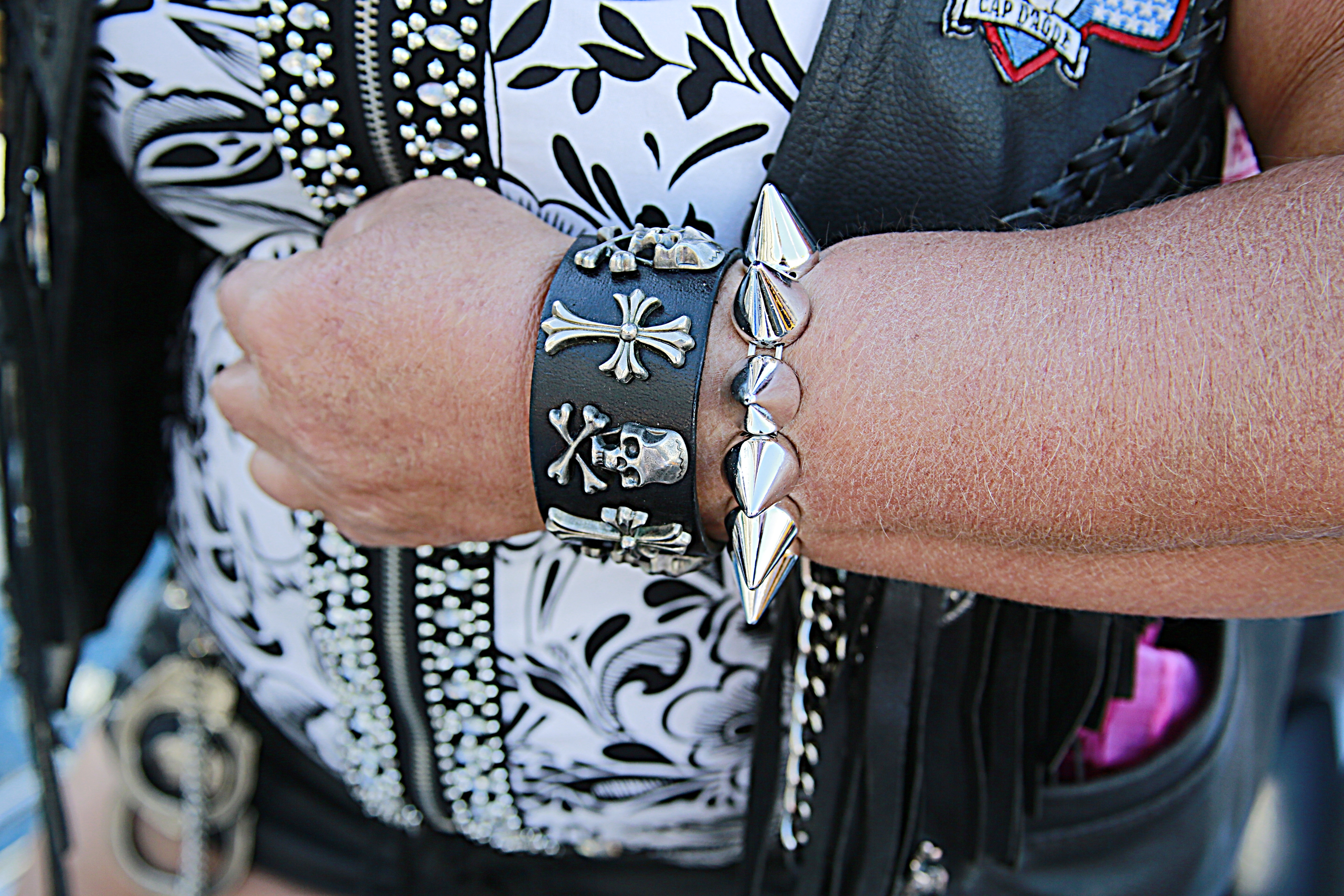 black leather studded bracelet