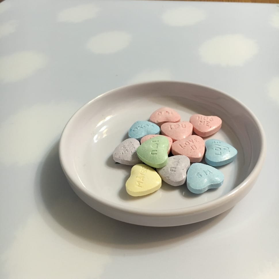assorted colored heart shape medication pills preview