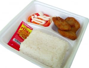 plain rice deep fry meat and ketchup packet thumbnail