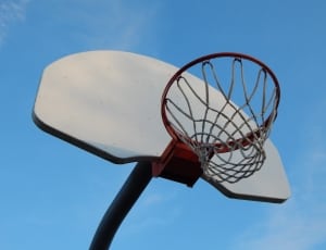 white and red metal basketball hoop thumbnail